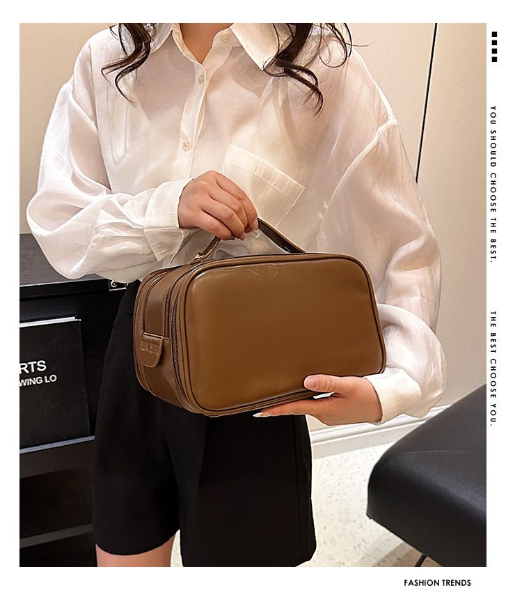 2023 New Makeup Portable, Large Capacity, Fashionable Handheld Skincare Products Storage Multi functional Solid Color_voghion.com