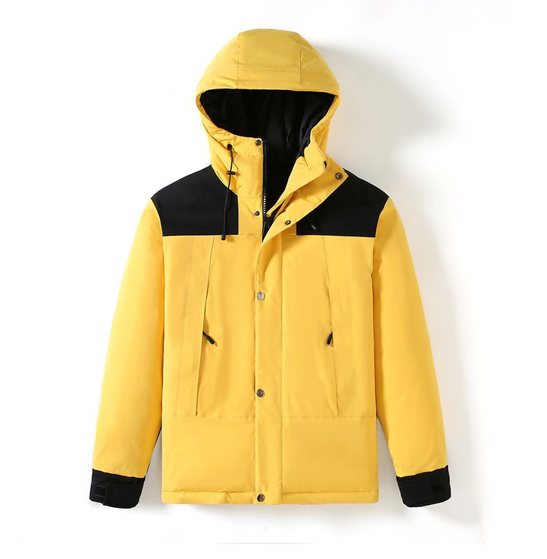Winter-Daunenjacke für Damen und Herren – Verdickter, wasserdichter Parka mit 95 % weißen Entendaunen (Schwarz/Weiß/Gelb, lockere Passform, S-XXXL)_voghion.com