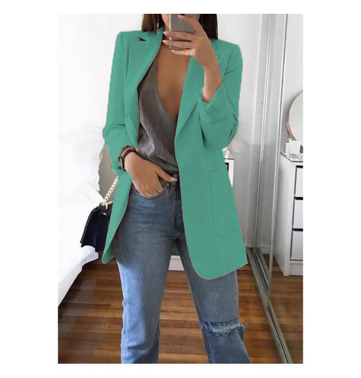 Dammode casual kostym lapel slim cardigan stil kostymjacka_voghion.com