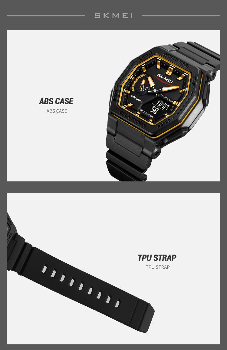 Orologio elettronico digitale con display luminoso, sportivo, al quarzo, con 5 allarmi, per uomo e donna, impermeabile, con ora mondiale._voghion.com