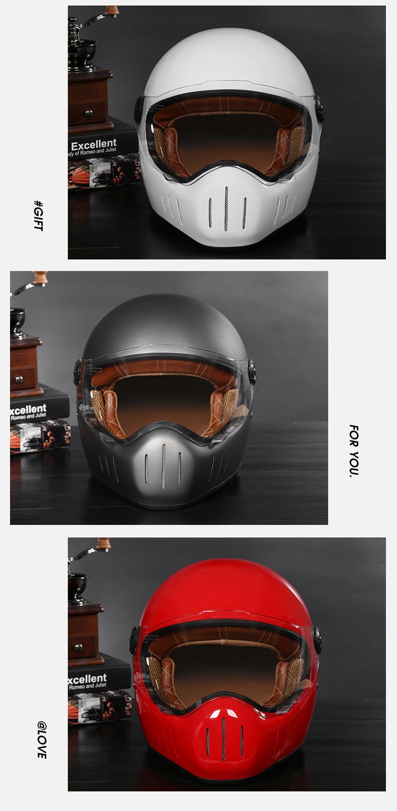 Herren Harley Retro Elektrofahrrad Cruise Knight Riding Überzogener Integralhelm_voghion.com