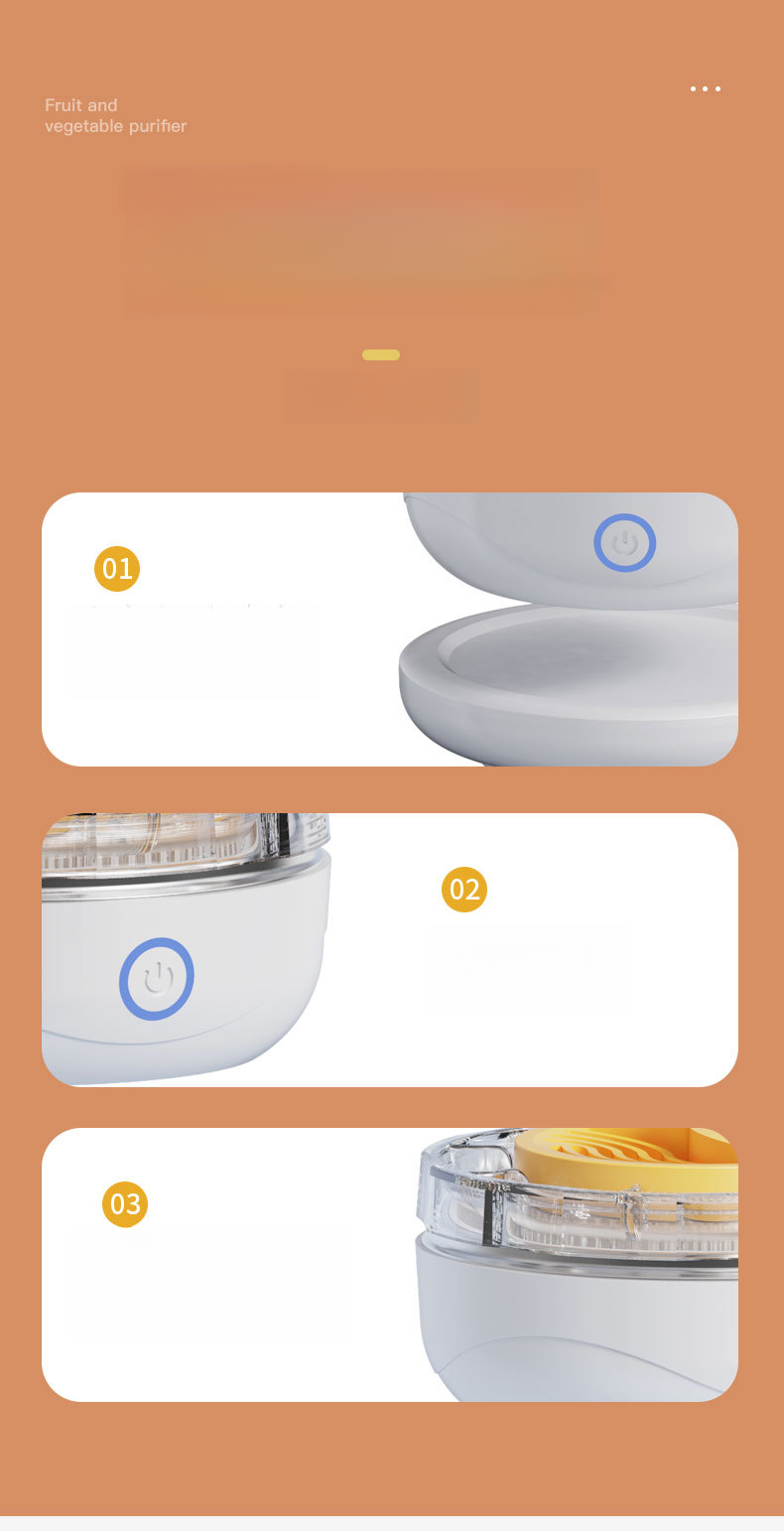 Purificador rotativo de frutas e vegetais, preservação de alimentos, esterilização sem fio, remoção de pesticidas, limpeza automática_voghion.com