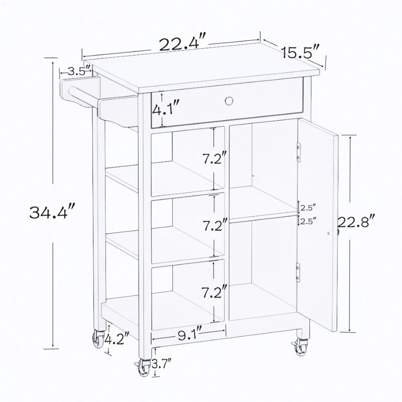 Piano cucina e tavolo carrello in gomma regolabile isola portasciugamani ripiani in legno carrello con cremagliera girevole_voghion.com