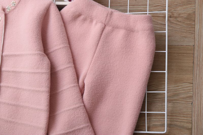 Mother & Kids Knit Sweater And Pants Set - Soft Long Sleeve Two-Piece Outfit For Toddler Little Girls Elegant Letter Print Comfortable Polyester Blend_voghion.com