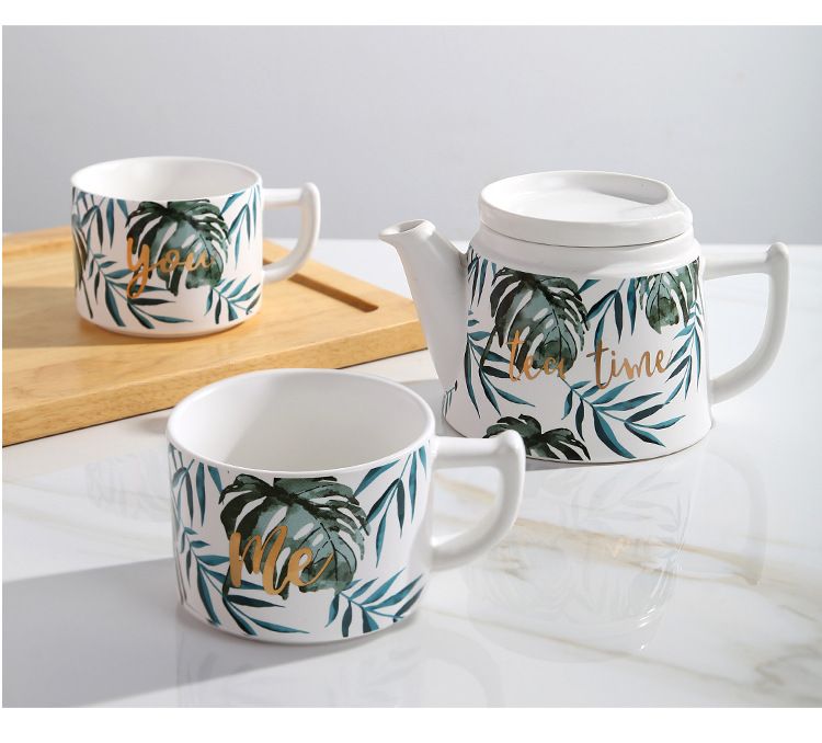 Ceramic Tea Set - Stackable Flower Tea Pot With 2 Cups & Infuser Perfect For Afternoon Tea_voghion.com