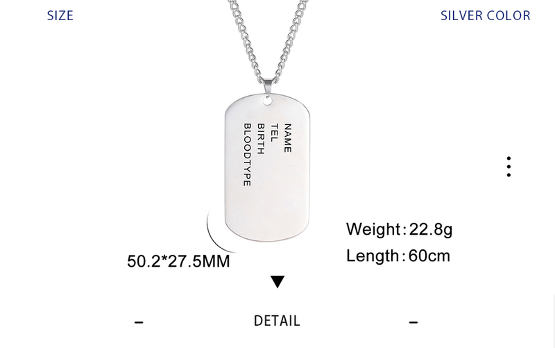 Hot Sales Military Army Tactical Personalized Bar US Dog Tag Necklace Soldier Name Chain Custom War Gift For Man Stainless Steel_voghion.com