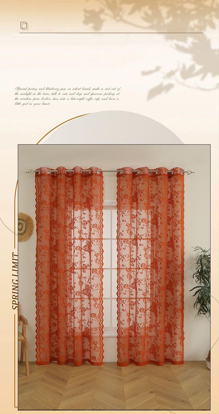 Green Kitchen Gauze Curtains Retro Light Transmitting French Double Layer Lace Bedroom Partition Curtains Bay Window Curtains_voghion.com