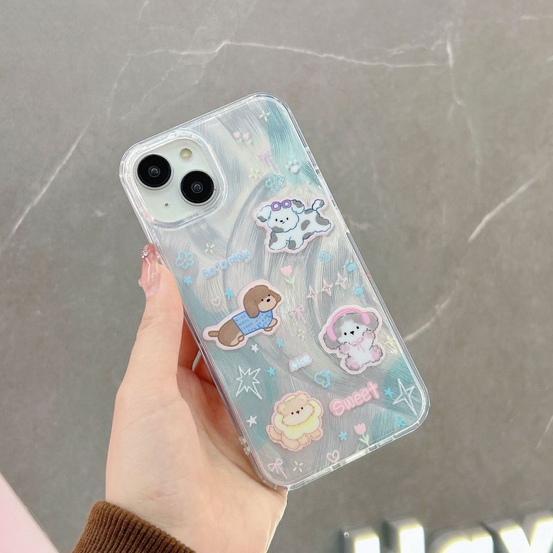 Feather yarn niche cartoon for iPhone15Pro Japan and South Korea 13promax 12Pro phone case 14pro_voghion.com