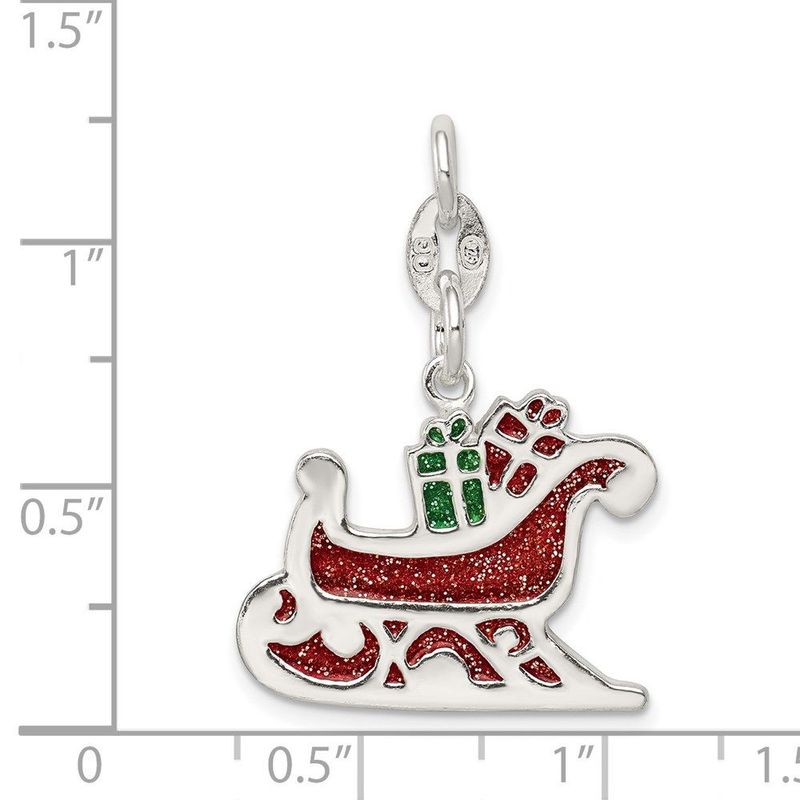 Sterling Silver Enameled Santa's Sled Charm_voghion.com