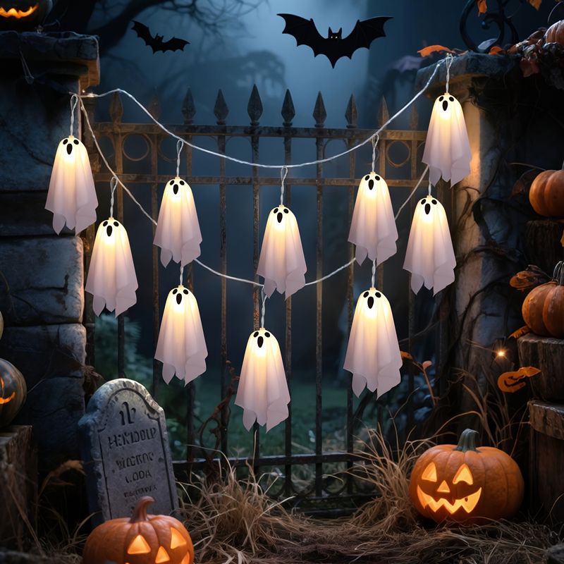 10 Ghost Ice Bar Lights Halloween Set With 8 Light Modes Battery Powered For Haunted House Party Decorations_voghion.com