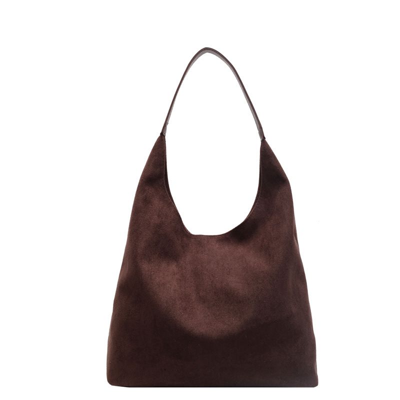 Loose Large Capacity For Women 2024 New Autumn Winter Commuter Shoulder Suede Tote Bucket Bag_voghion.com