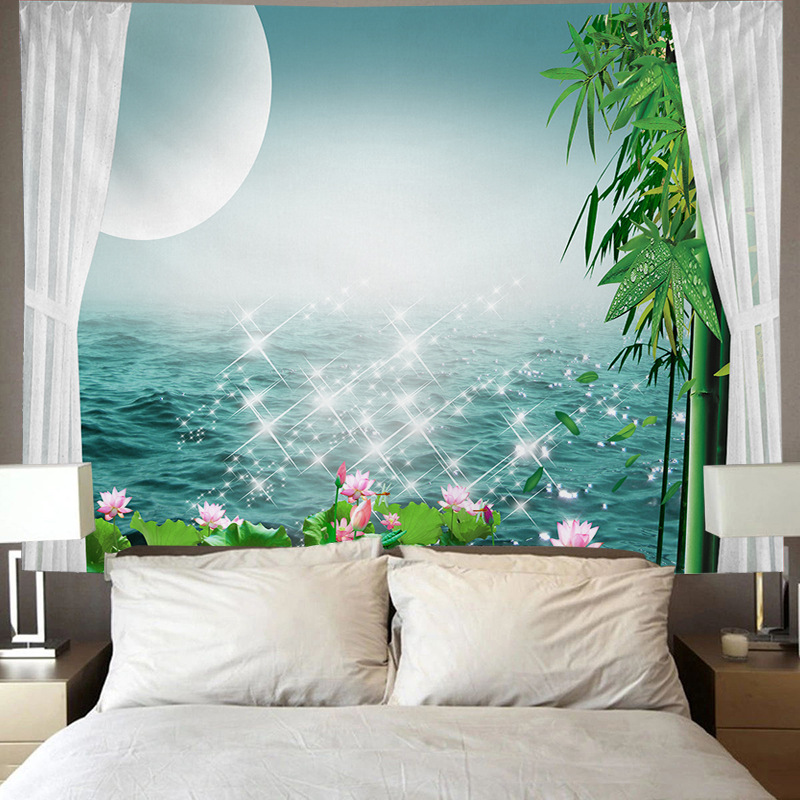 Peinture murale, impression numérique, tissu de fond, tissu suspendu pour chambre à coucher, tapisserie, chevet de style fenêtre_voghion.com