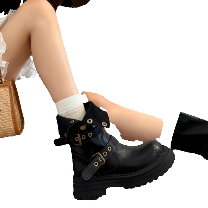 Dicke Sohle, mittellang, kurz, 2025, Herbst/Winter, neuer britischer Stil, braune Martin-Stiefel, zierliche Damenmodelle, modisch, vielseitig tragbar, bequem, leicht_voghion.com