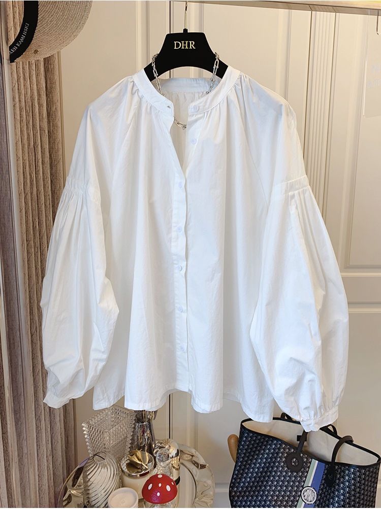 Camicetta vintage con balze francesi e maniche a sbuffo da donna – Elegante e chic camicia casual da donna in bianco, nero e cachi (S/M/L/XL)_voghion.com