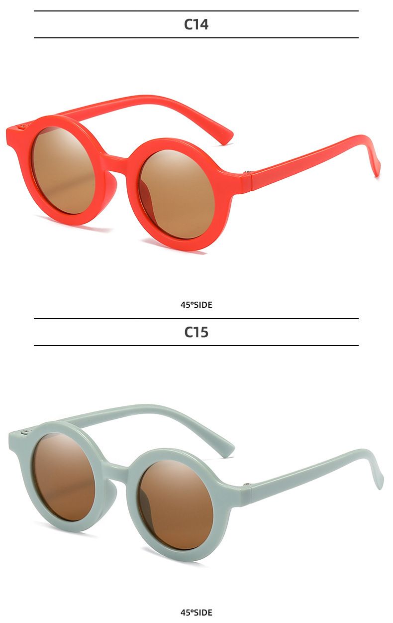 Gafas de sol con montura redonda, modernas y modernas, estilo crema de Instagram, para niños, versión coreana, resistentes a los rayos UV para bebés_voghion.com