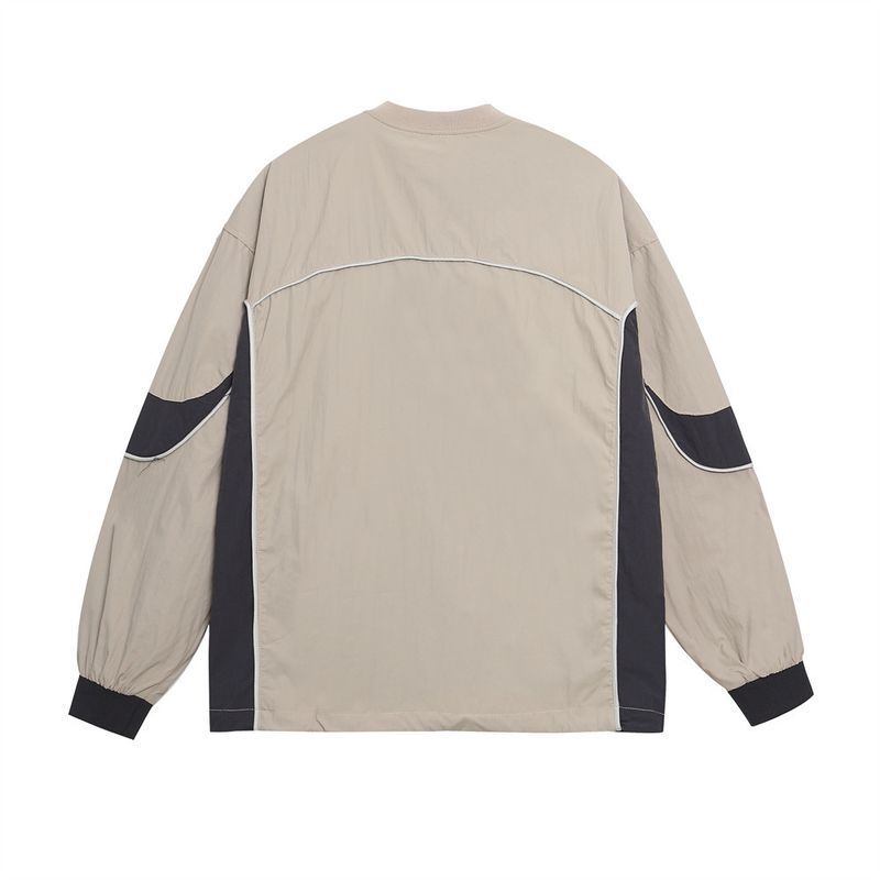 American Street Style Racing Suit Crewneck Sweatshirt Men's Color Block Embroidered Letters Loose Long Sleeve Top Sports_voghion.com