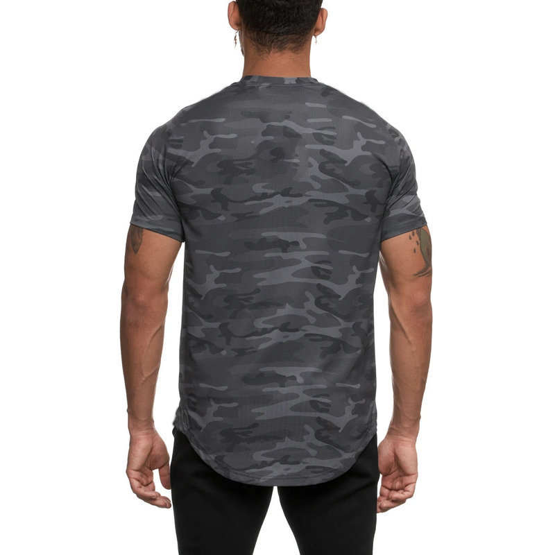 Muscle Brother Round Neck Sports Fitness T-shirt For Men's Breathable Sweatwicking Training Casual Solid Short Sleeves_voghion.com