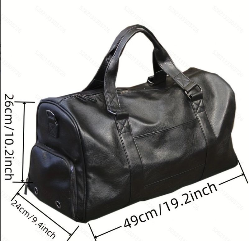 Men's travel real leather bag with shoe compartment, handbag, large capacity boarding shoulder crossbody bag, waterproof_voghion.com