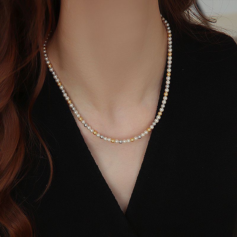 Biserna ogrlica za žene, univerzalna, vrhunska, Shijia boja, kontrast, nježna boja slatkiša, nišni dizajn, lagani luksuzni lanac za ključnu kost_voghion.com