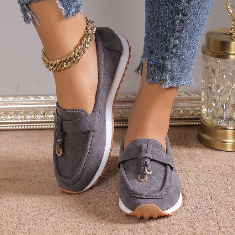 Herbstmode Einzelschuhe Vielseitige flache Unterseite Bequeme Halbschuhe Freizeitschuhe für Damen_voghion.com