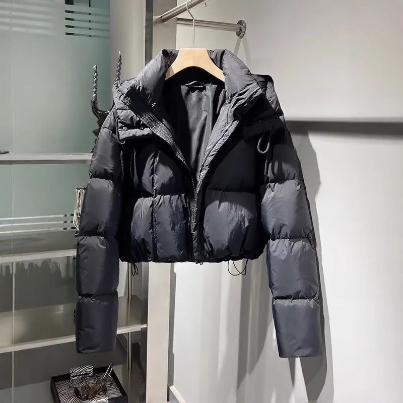 Giacca con cappuccio spessa e calda in piumino, nuovo modello invernale da donna di alta qualità con blocchi di colore, stile corto famoso su Internet, ampia_voghion.com