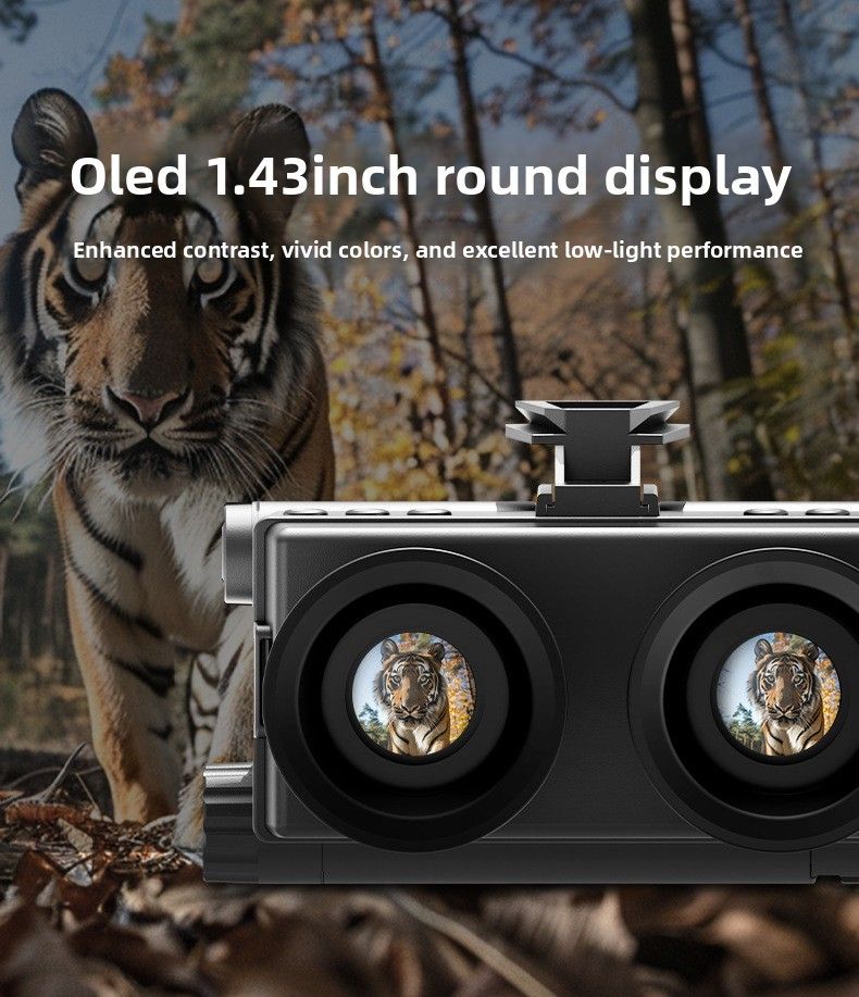 Nuovo dispositivo montato sulla testa, binocolo HD transfrontaliero, doppio schermo rotondo, occhiali da esterno, telescopio per visione notturna a infrarossi_voghion.com