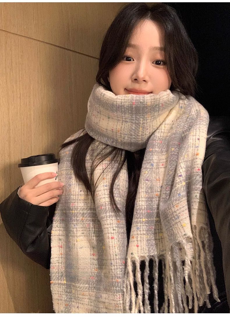 Écharpe de cou chaude et lumineuse, style coréen, collection automne 2025 pour femme, haut de gamme, tendance et élégante, idéale pour l'hiver._voghion.com