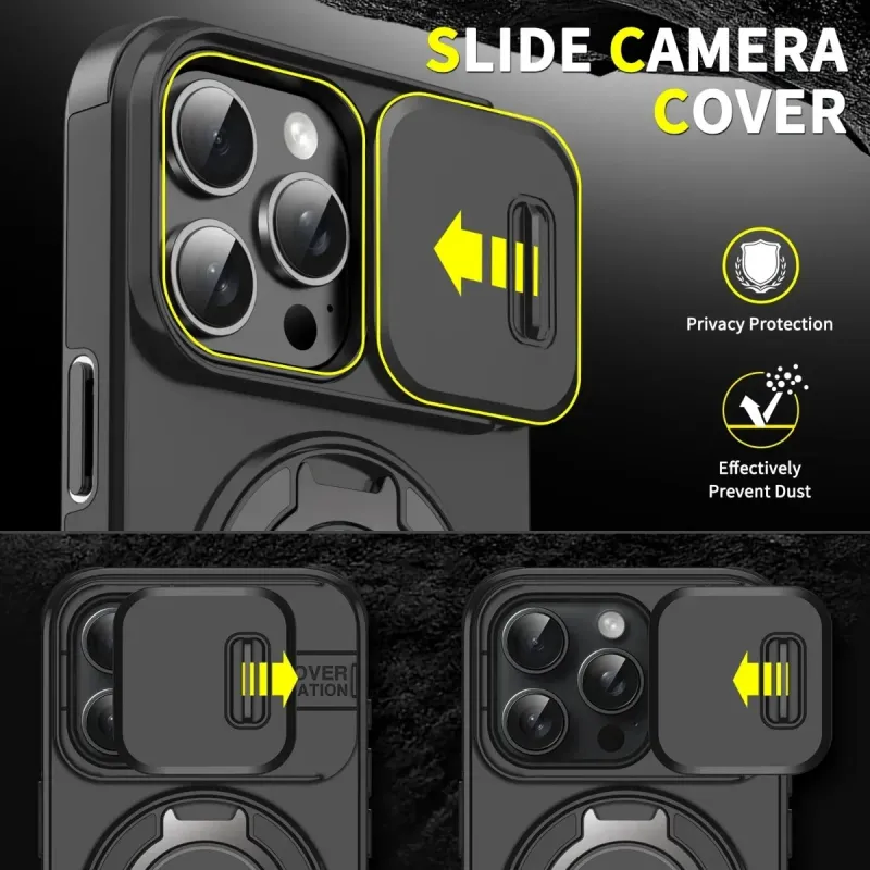 Etui Armor Magnetic Bracket do iPhone'a 16 14 13 12 11 15 Pro Max 16 Plus z smyczą, ochroną aparatu i wstrząsoodpornym etui_voghion.com