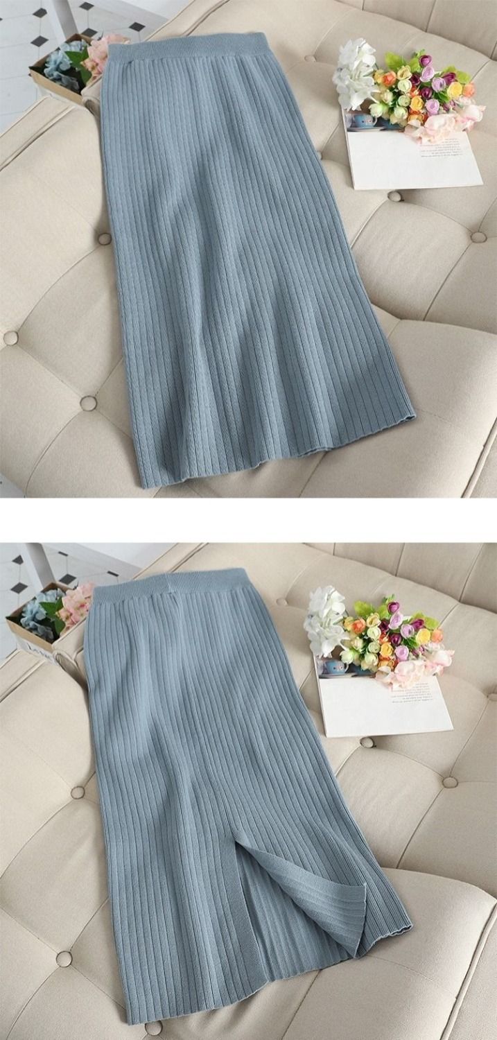 Vrouwen Slim Fashion Gebreide Onderkant Trui Jurk Tweedelig Pak Rok Studentenpak_voghion.com