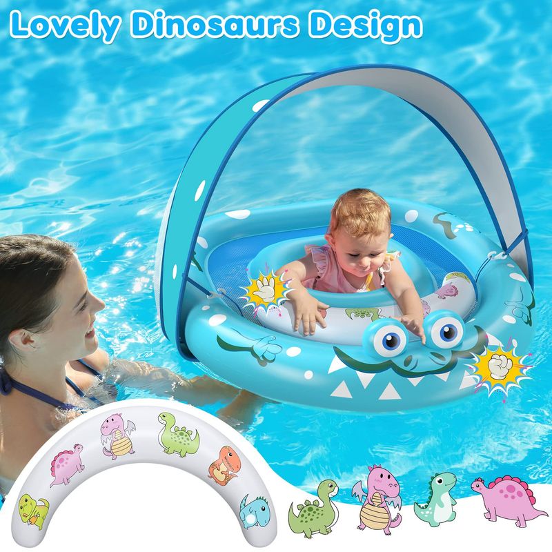 Bouée gonflable pour bébé avec parasol, pour piscine, pour s'allonger_voghion.com