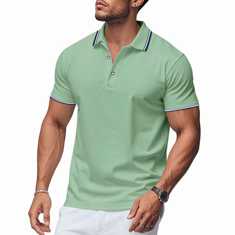 Americké letní pánské síťované límce, jednoduché golfové tričko s krátkým rukávem, rychleschnoucí polokošile pro muže_voghion.com