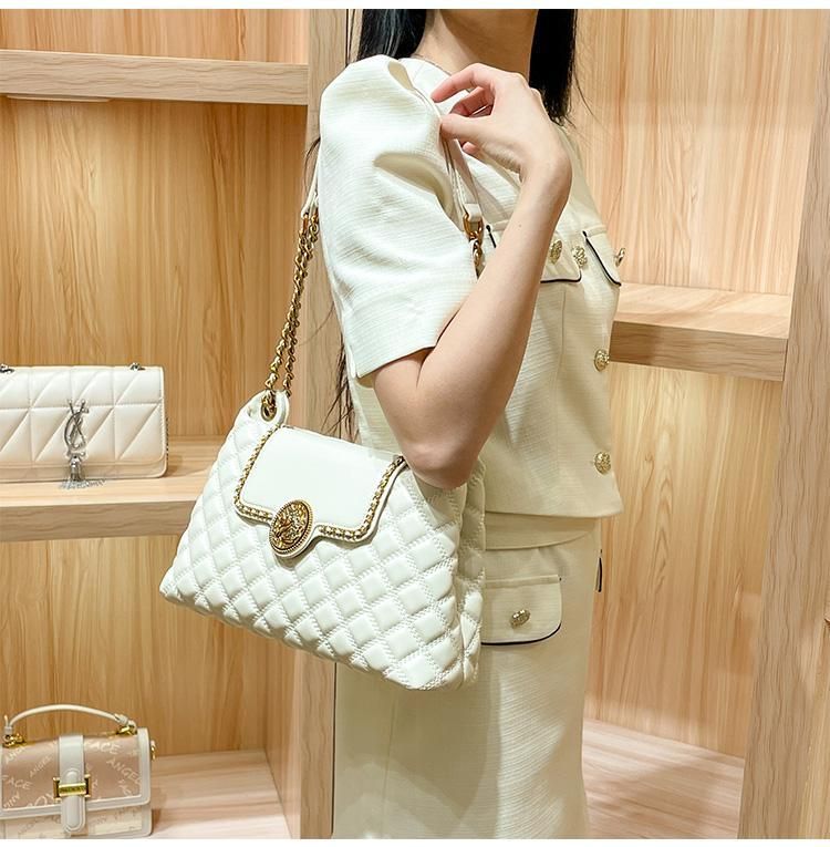 Borsa a catena in vera pelle per donna con un tocco di alta qualità, borsa a tracolla singola sottobraccio di grande capacità, nuova tendenza 2024_voghion.com