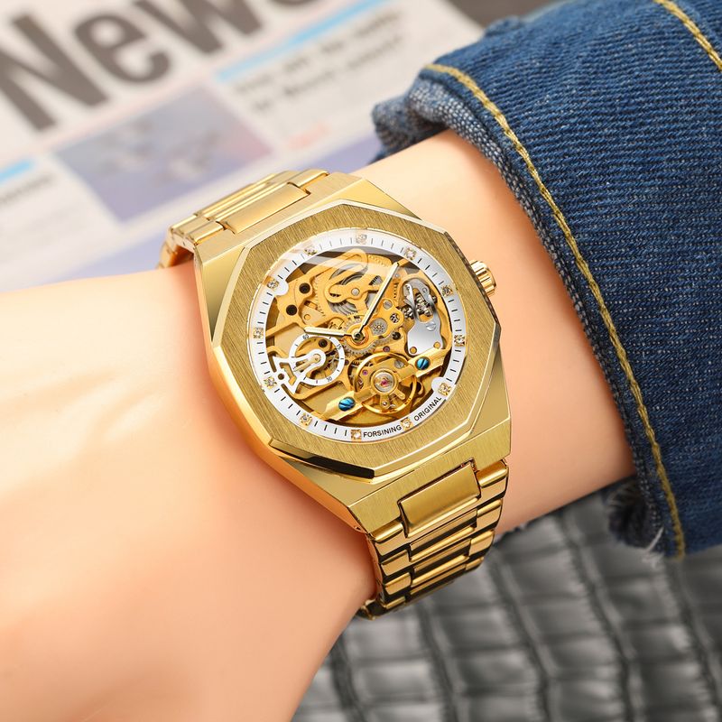 Men's Automatic Mechanical Watch With Luminous Hands, Three Subdials, And Day Display - Stainless Steel Band Six Pin Week Steel Belt Mechanical Watch_voghion.com