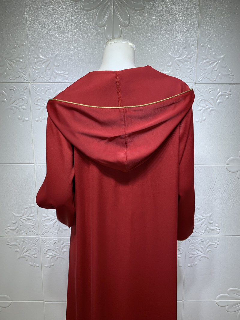 Vestido muçulmano feminino de cetim com contas abaya Dubai leve vestido de noite étnico luxuoso_voghion.com