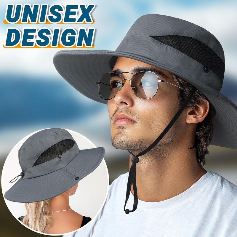 Cappelli da pescatore con coda di cavallo NPQQUAN per donna e uomo, tesa larga, protezione UPF 50+, cappelli da spiaggia e da pesca_voghion.com