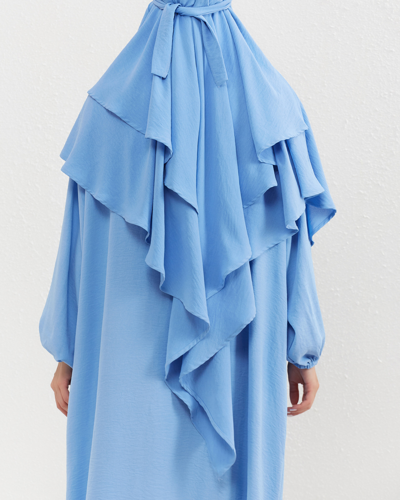 Women's Clothing Two Piece Set Solid Color Headscarf Robe Dress Ethnic Style_voghion.com