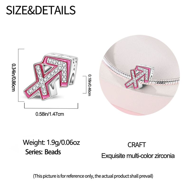 Damenschmuck, süße rosa Perlen mit zwölf Sternbildern, dekorative Perlen, DIY-Schmuckzubehör, Armband, weißes Kupfer, versilbert_voghion.com