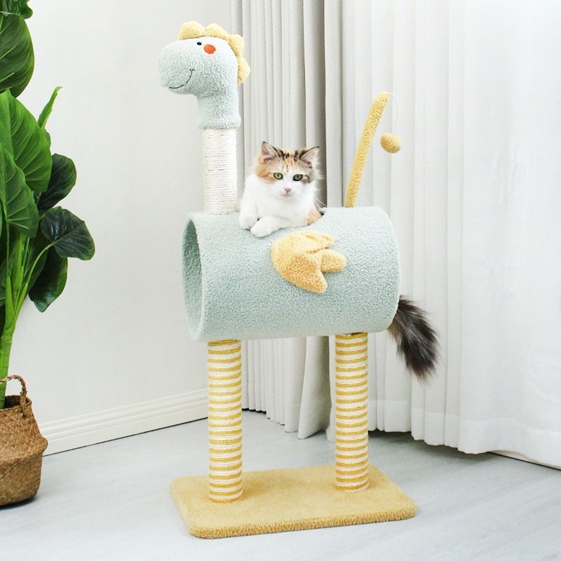 Casa de escalada con árbol integrado, marco extragrande, tabla rascadora de sisal, plataforma de salto para gatos, ahorra espacio, pulido de garras_voghion.com