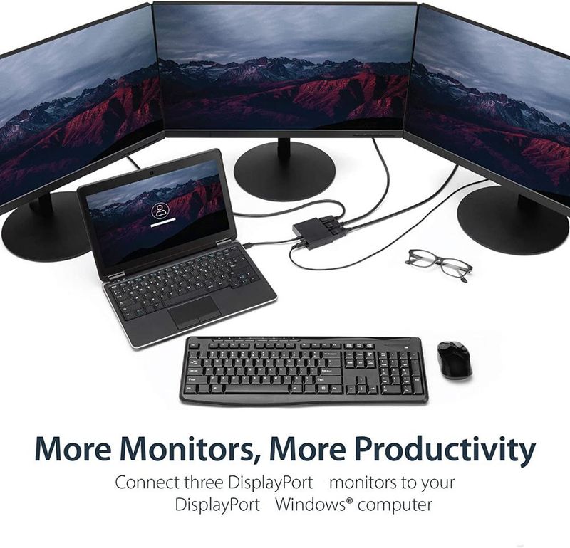 Répartiteur DisplayPort 8K vers 3 DisplayPort Répartiteur multi-moniteurs MST Hub Configuration de moniteur 3 DP (MSTDP123DP) pour l'affichage de l'ordinateur_voghion.com