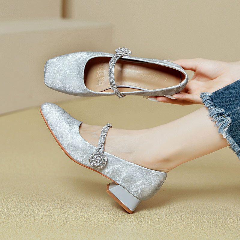 Mary Jane con punta quadrata e tacco grosso per donna con cinturino con fibbia magica, tacco alto 2025, nuova primavera autunno, stile francese, tacco basso_voghion.com