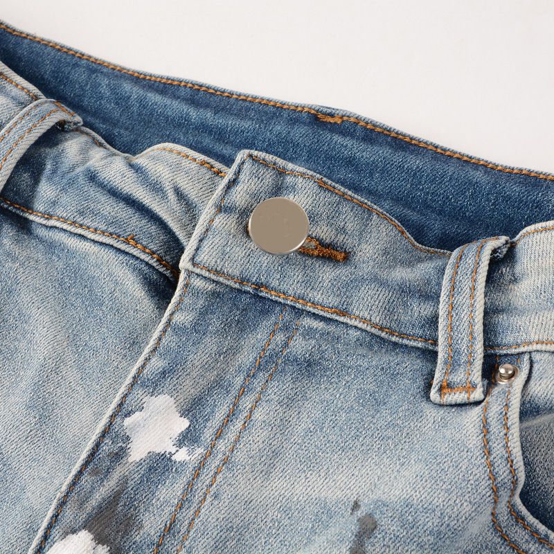 Ανδρικά ρούχα Graffiti Slim High Street Jeans Patch Diamond Hole Patch_voghion.com