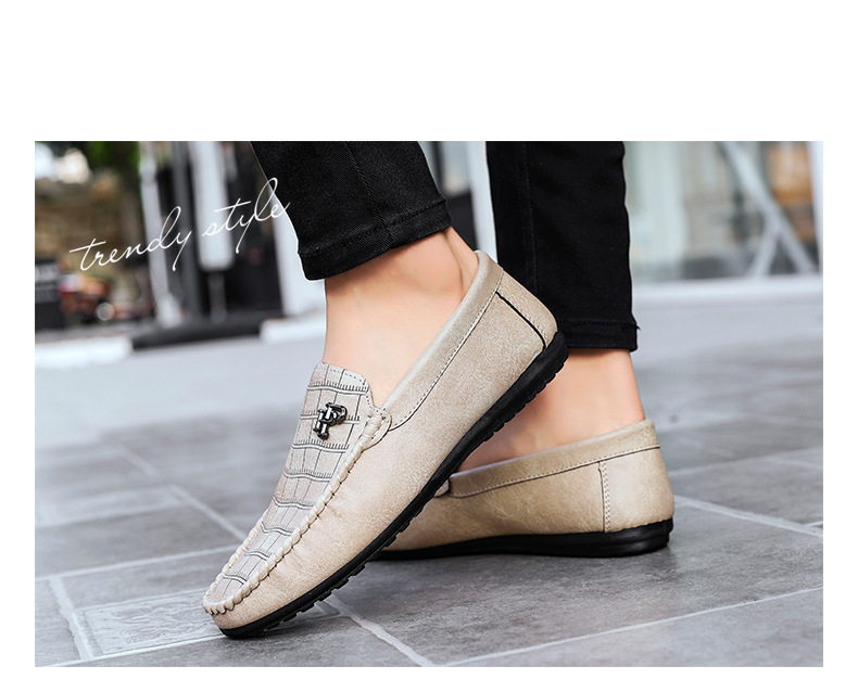 Doudou Shoes Men's Spring And Summer New Soft-soled Breathable Lazy Slip-on Casual Leather Shoes European Station Trendy British Loafers_voghion.com