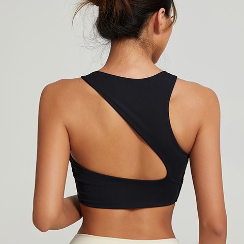 Yogatop voor dames met ingebouwde bh - asymmetrisch rugontwerp, mouwloos ademend fitness hardloopshirt voor sport en sportschool_voghion.com
