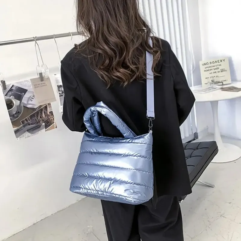 Borsa a tracolla imbottita da donna, trapuntata, leggera, in cotone, imbottita, con imbottitura in piuma, borsa a tracolla 241214_voghion.com