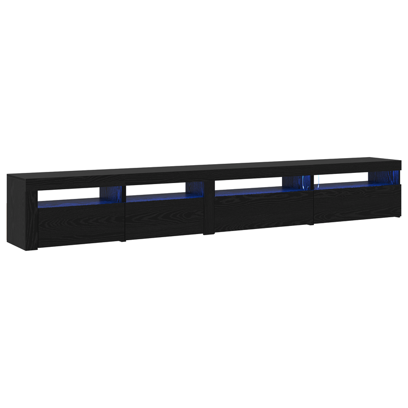 3-teiliger TV-Schrank mit LED-Lichtern Schwarze Eiche Holzwerkstoff_voghion.com