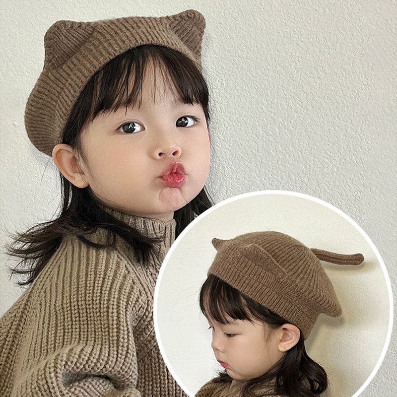 Cappello da berretto per bambini con orecchie da gatto, alla moda, autunno inverno, caldo, lavorato a maglia, per ragazzi e ragazze, carino, tinta unita, per bambini, artisti_voghion.com