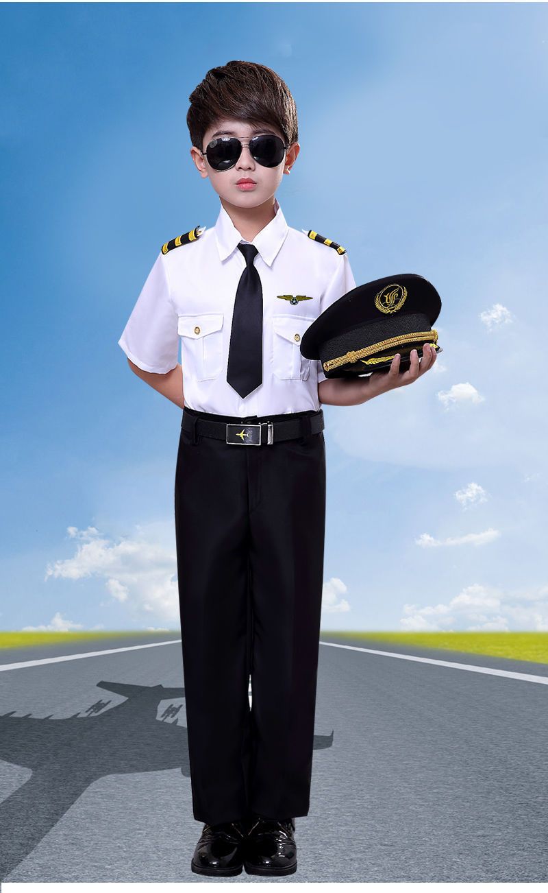 Mother & Kids Children's Captain Stewardess Uniform Primary School Student Vest Flight Attendant Pilot_voghion.com