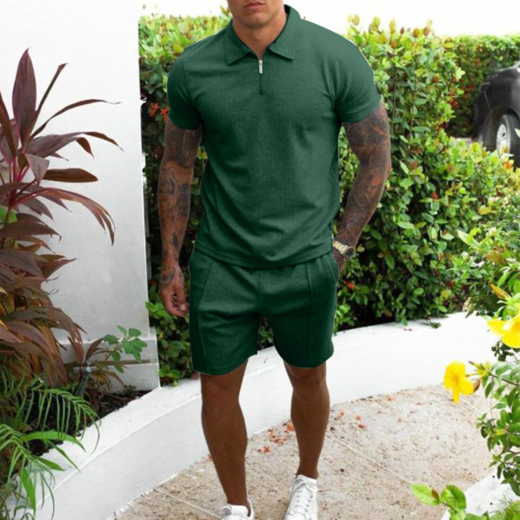 Summer Clothing Men's Luxury Tracksuit Set Casual Short Sleeve Solid Color Polo Shirt+Shorts Streetwear 2 Piece Suit 2025 New_voghion.com