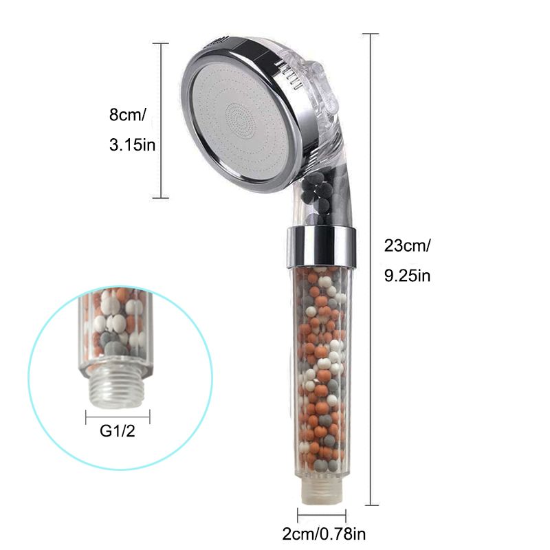 3-Function High Pressure Shower Head, Handheld Rainfall SPA With Anion Filter, Water Saving Bathroom Accessory_voghion.com