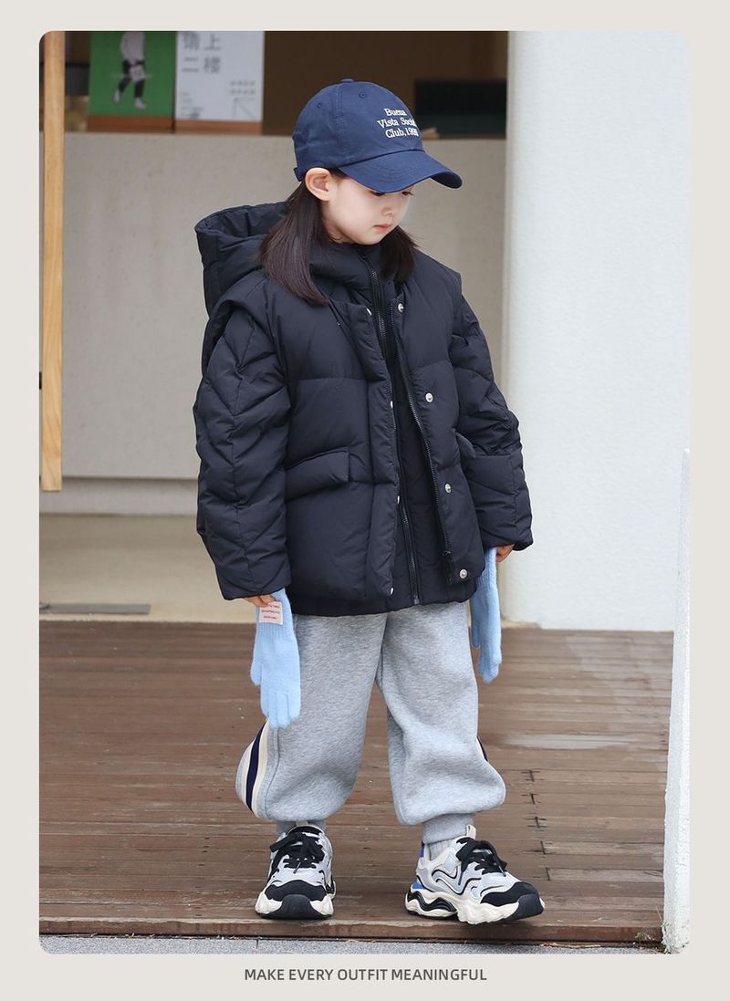 Doudoune trois-en-un en coton pour enfants, manteau chaud et épais pour l'automne et l'hiver, pour enfants de taille moyenne et grande, manteau en coton tendance pour garçons et filles_voghion.com
